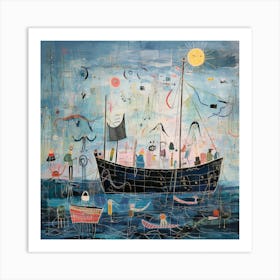 Boat In The Sea Art Print