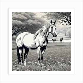 Horse In The Field Art Print