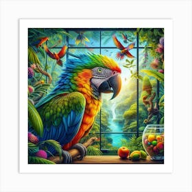 Parrots In The Jungle Art Print