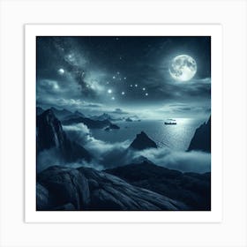 Night Sky With Clouds Art Print