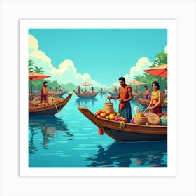 Flux Dev A Serene And Vibrant Floated Market Scene Set Against 1 Póster