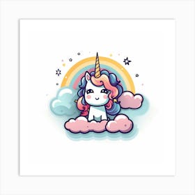 Unicorn On Clouds Art Print