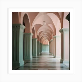 Pink Hallway - Hallway Stock Videos & Royalty-Free Footage 3 Art Print