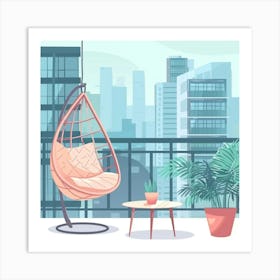 Balcony With Hanging Chair 1 Art Print