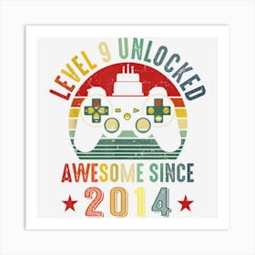 9th Birthday Boy Level 9 Unlocked Awesome 2014 Video Gamer 1 Art Print