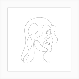 Portrait Of A Woman Continuous line drawing of a woman, Scandinavian wall art, fine art print. 4 Art Print