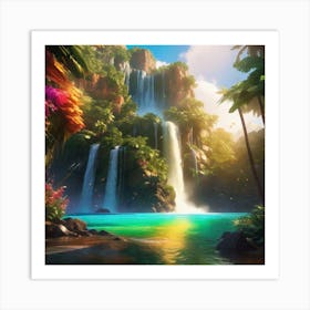 Waterfall In The Jungle Art Print