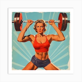 Soviet Themed Retro Female Body Builder Art Print
