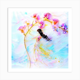 Blossom Agate - Orchids Blue Art Print