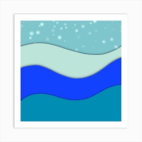 Blue And White Waves Art Print