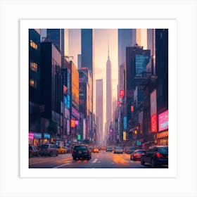 New York City At Dusk 1 Art Print