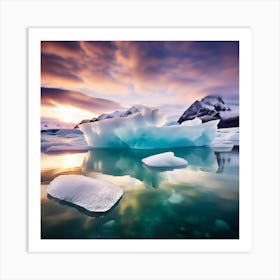 Icebergs At Sunset 26 Art Print