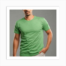 Man In A Green T - Shirt Art Print