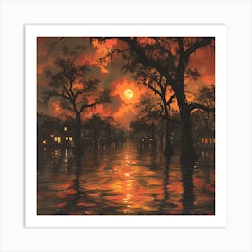 Sunset Over A Swamp Art Print