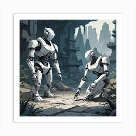 Robots In The Jungle Art Print