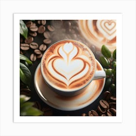 Coffee Cup With Heart Latte Art 1 Art Print