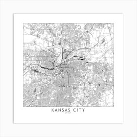 Kansas City White Map Square Art Print