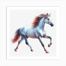 White Horse Galloping Art Print