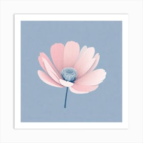 A White And Pink Flower In Minimalist Style Square Composition 714 Art Print