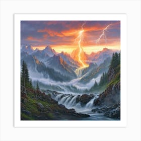 Lightning In The Mountains 1 Art Print