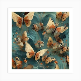 Art Deco butterflies Art Print