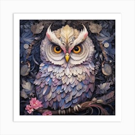 Owl On A Branch Art Print