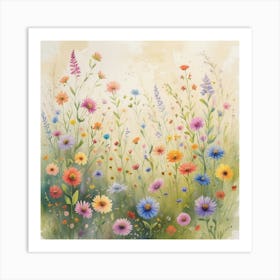 Vibrant Multicolored Wildflowers Varying I 01 Art Print