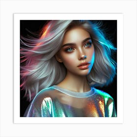 Girl With Silver Hair 1 Art Print