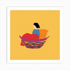 Woman In A Basket 10 Art Print