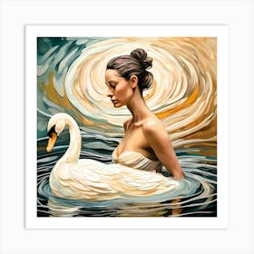 Lady and swan design Art Print