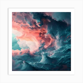 Abstract Cloud Painting Pink and Blue Art Print