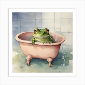 Frog In Bathtub Art Print