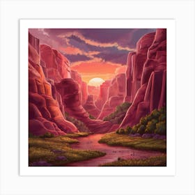 Sunset Over Canyon Art Print