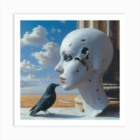 Bird On A Head Art Print