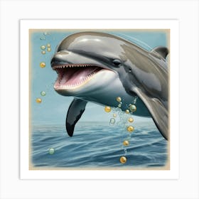 Dolphin With Bubbles 2 Art Print