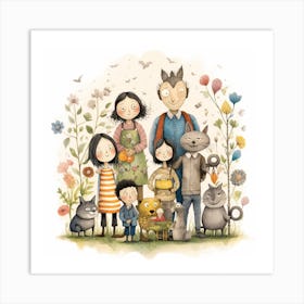 Family In The Garden Art Print