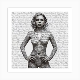 Woman With Words On Her Body Art Print