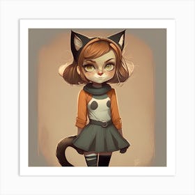 Cat Girl Art Print