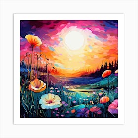 Poppies At Sunset Art Print