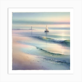 Sailboat On The Beach Art Print