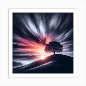 Lone Tree At Sunset 15 Art Print