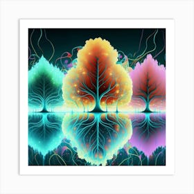 Three Colorful Trees in neon colors 17 Art Print