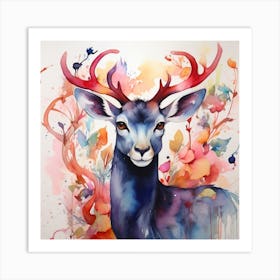 Deer water color Art Print