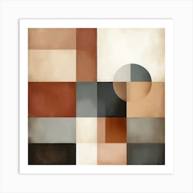 Abstract Harmony: A Minimalist Painting with Earthy Colors and Shapes Art Print