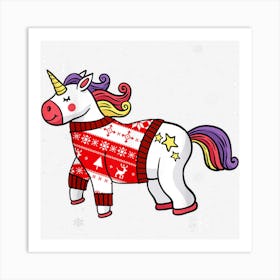 Funny Christmas Unicorn Pajama Snow Gifts For Men Women Xmas Art Print