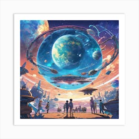 Spaceships And Planets 3 Art Print