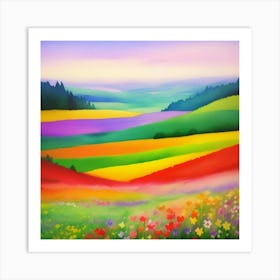 Flower Dreams Colorful Landscape Art Print