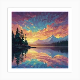 Sunset In The Mountains 1 Art Print