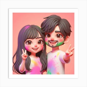 Holi Couple 4 Art Print