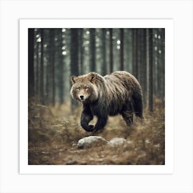 Brown Bear In The Forest 1 Art Print